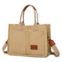 Khaki Large Canvas Tote Bag for Women - Multi-Pocket Utility Organiser with Wide Adjustable Shoulder Strap - Trendy Crossbody and Handheld Bag for Work, Shopping and Travel - Daily Comfort Solution