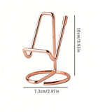 2-Pack Rose gold Universal Aluminum Phone Stand - Minimalist One-Piece Metal Tablet Holder - Durable Integrated Fixed Angle Desktop Bracket, Sleek Industrial Design for Home Office and Bedroom