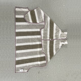 Brown Stripes Super Absorbent Pet Bathrobe with Waist Belt & Neck Snap - Full Coverage Quick-Drying Towel for Dogs & Cats (S Size)