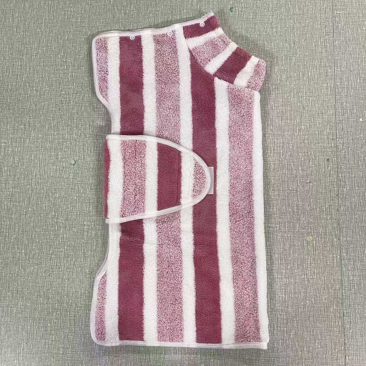 Red Stripes Super Absorbent Pet Bathrobe with Waist Belt & Neck Snap - Full Coverage Quick-Drying Towel for Dogs & Cats (XL Size)