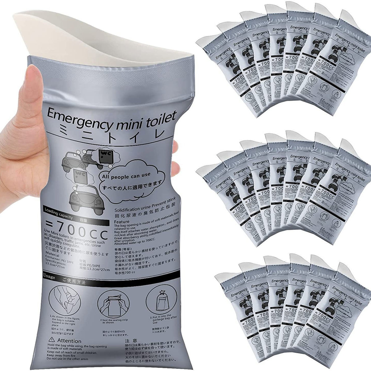 16PCS Leak-Proof & Odorless Motion Sickness Bags and Emergency Urine Bags - Unisex Portable Travel Potty for Car Road Trips & Camping