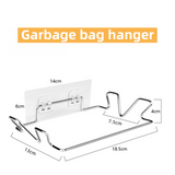 Stainless Steel Wall-Mounted Trash Bag Holder with Curved + V-Sharp Ear Hook  - Heavy Duty Waste Bag Support for Home & Office