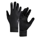 Black Windproof Thermal Sports Gloves with Touchscreen Fingertips & Anti-Slip Palm Grip for Running & Cycling (SD-01 Buckle / M Size)