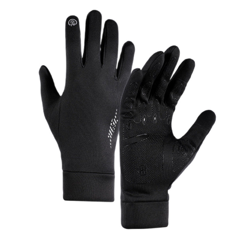 Black Windproof Thermal Sports Gloves with Touchscreen Fingertips & Anti-Slip Palm Grip for Running & Cycling (SD-01 Buckle / M Size)