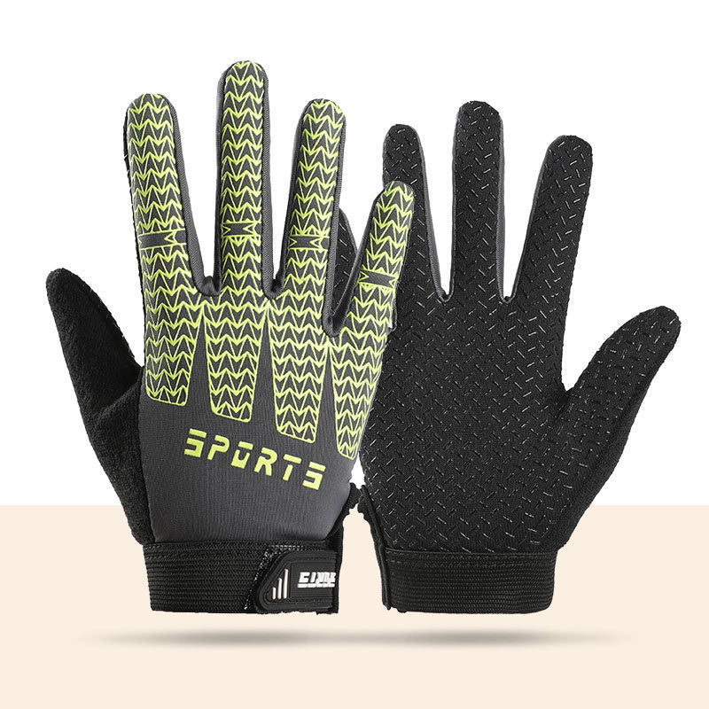 Black and Green Breathable Cycling Gloves for Kids - Non-Slip Silicone Grip, Ice Silk & Shock-Absorbing Sports Mitts (M Size)