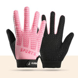 Black and Pink Breathable Cycling Gloves for Kids - Non-Slip Silicone Grip, Ice Silk & Shock-Absorbing Sports Mitts (L Size)