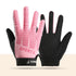Black and Pink Breathable Cycling Gloves for Kids - Non-Slip Silicone Grip, Ice Silk & Shock-Absorbing Sports Mitts (L Size)