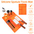 Orange Heavy-Duty Silicone Griddle Tool Mat Integrated Tool & Bottle Slots - Non-Stick BBQ Tool Draining Grease Mat and Seasoning Station