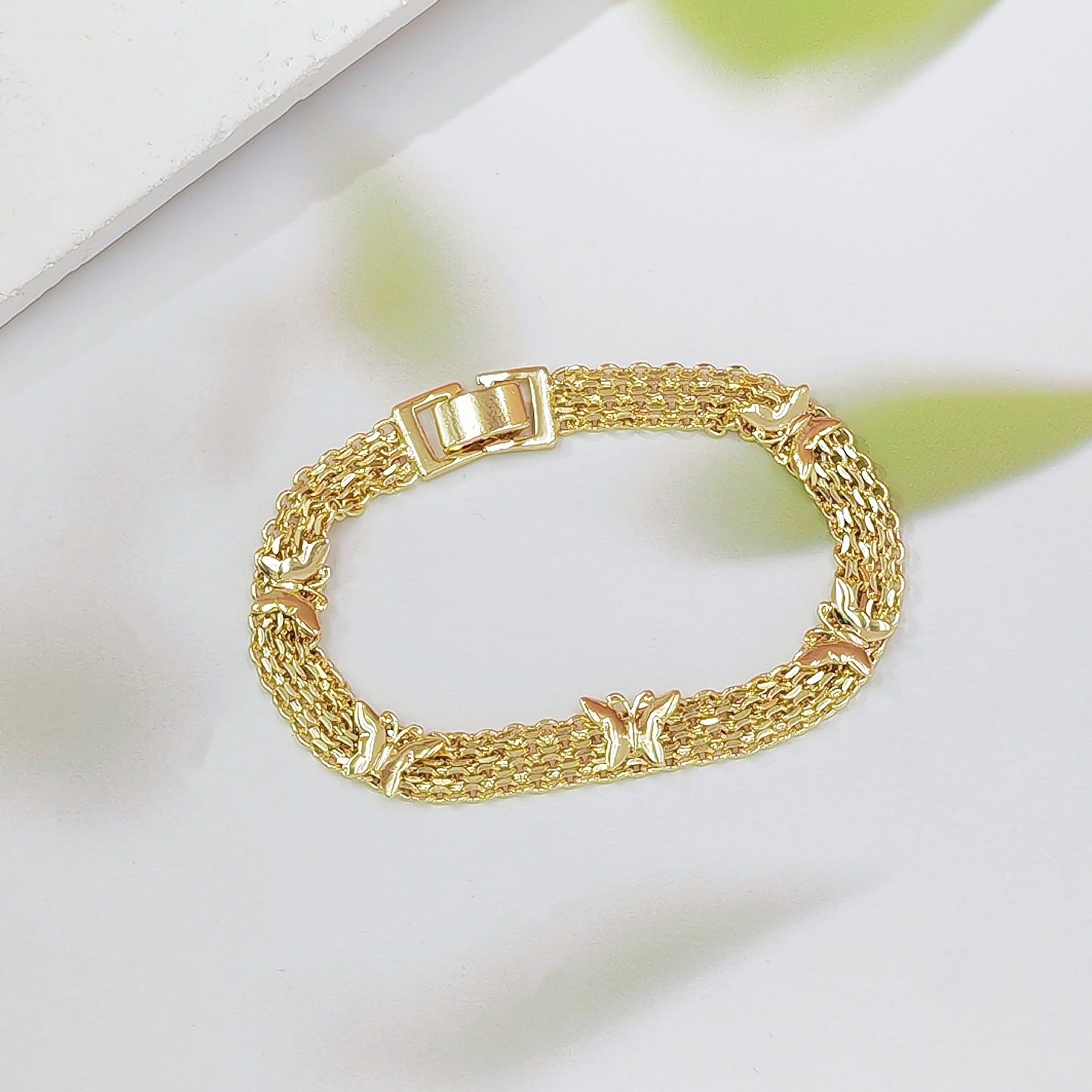 Gold Vintage Hollow Butterfly Metal Chain Bracelet - Premium Copper High-End Designer Intricate Jewelry