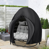 Black Heavy Duty Hanging Egg Chair Shield with Windproof Drawstring and Storage Bag - Waterproof & Dustproof Garden Swing Chair Protector (Double Seat 190 x 115 CM)