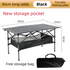 95CM Black Portable Folding Egg Roll Camping Table with Storage Bag & Mesh Net- Heavy-Duty Carbon Steel Picnic Table for 4-6 People