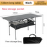 120CM Black Portable Folding Egg Roll Camping Table with Storage Bag & Mesh Net- Heavy-Duty Carbon Steel Picnic Table for 6-8 People