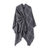 Grey Elegant Check Knit Travel Shawl with Stylish Side-Slit Design - Fall & Winter Luxurious Cashmere-Feel Pullover Cape (135 x 155 CM)