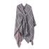 Grey and Pink Elegant Check Knit Travel Shawl with Stylish Side-Slit Design - Fall & Winter Luxurious Cashmere-Feel Pullover Cape (135 x 155 CM)