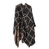Black and Brown Elegant Check Knit Travel Shawl with Stylish Side-Slit Design - Fall & Winter Luxurious Cashmere-Feel Pullover Cape (135 x 155 CM)
