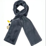 Grey Soft Faux Fur Scarf with 15x20CM Hidden Zipper Pocket - Anti-Theft Travel Scarf  for Phone, Passport and Essentials