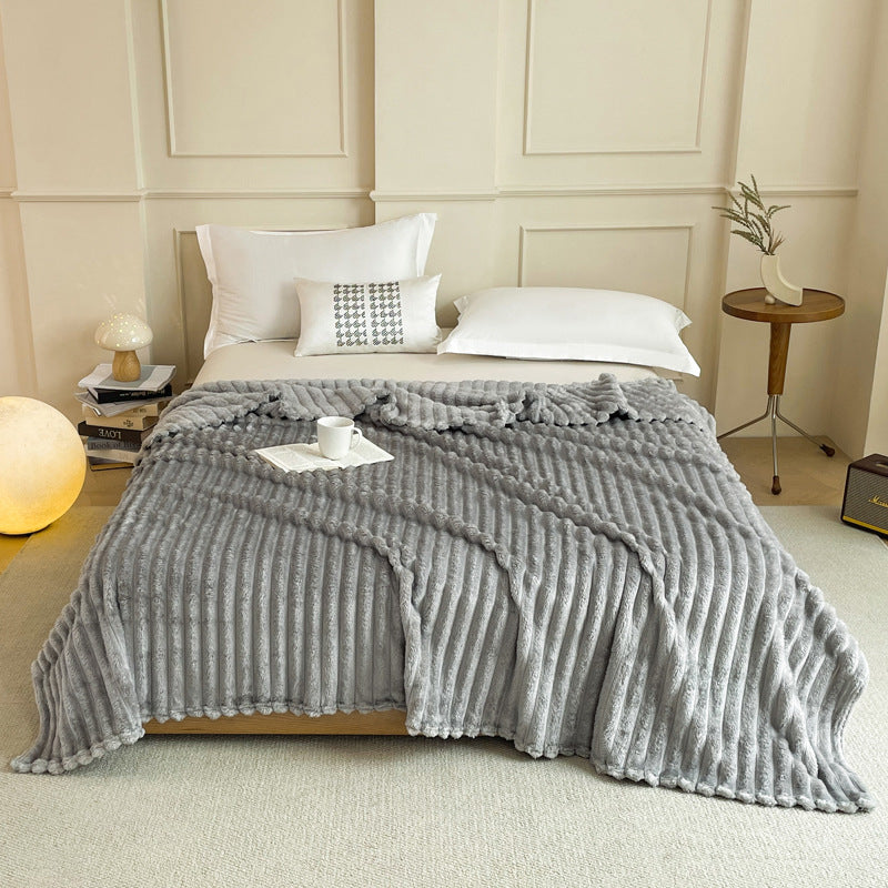 Grey 230 x 200 CM Ultra-Soft Faux Rabbit Fur Plush Sofa Cushion & Bedding Blanket - Luxury Double-Sided Thickened Winter Fleece