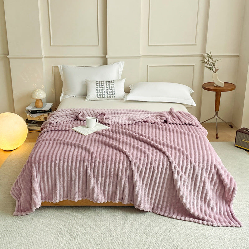 Purple 230 x 200 CM Ultra-Soft Faux Rabbit Fur Plush Sofa Cushion & Bedding Blanket - Luxury Double-Sided Thickened Winter Fleece