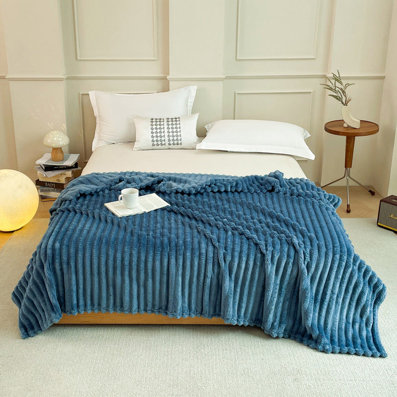 Dark Blue 180 x 200 CM Ultra-Soft Faux Rabbit Fur Plush Sofa Cushion & Bedding Blanket - Luxury Double-Sided Thickened Winter Fleece