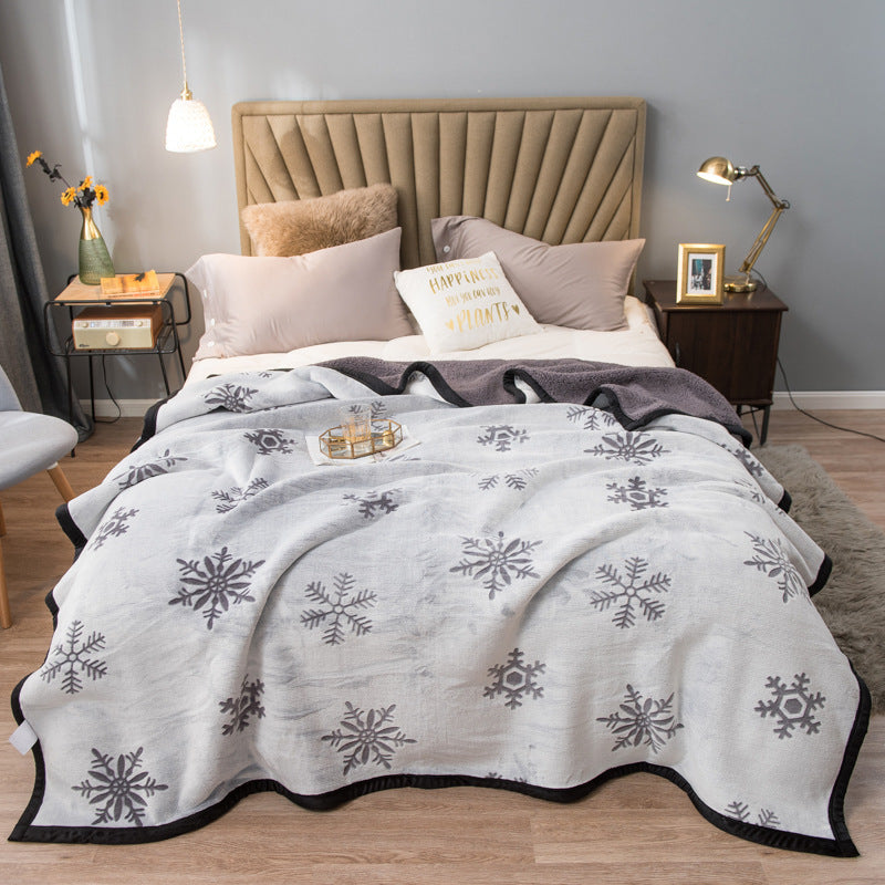 Grey Floral Fantasy 100x150CM Premium Double-Sided Print Flannel Blanket - Soft All-Season Air Conditioning Throw for Office Nap & Travel
