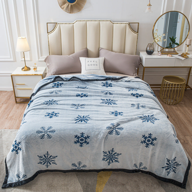 Blue Floral Fantasy 180x200CM Premium Double-Sided Print Flannel Blanket - Soft All-Season Air Conditioning Throw for Office Nap & Travel