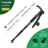 53-110 CM Black Ultralight Telescopic Aluminum Trekking Pole (4-Section T-Handle) - Professional & Compact Shock-Absorbing Trail Support