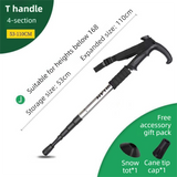53-110 CM Silver Ultralight Telescopic Aluminum Trekking Pole (4-Section T-Handle) - Professional & Compact Shock-Absorbing Trail Support
