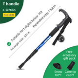 53-110 CM Blue Ultralight Telescopic Aluminum Trekking Pole (4-Section T-Handle) - Professional & Compact Shock-Absorbing Trail Support