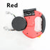Red One-to-Two Retractable Dog Leash with One-Click Safety Lock & Night Light - 3M Tangle-Free 360° Rotation Walking Leash