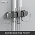 Grey Vacuum Suction Cup Mop & Broom Holder with 2 Roller Clips + 3 Hooks - Heavy Duty Waterproof Rack for Bathroom & Kitchen
