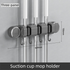 Grey Vacuum Suction Cup Mop & Broom Holder with 3 Roller Clips + 4 Hooks - Heavy Duty Waterproof Rack for Bathroom & Kitchen