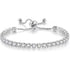 Silver High-Sparkle Cubic Zirconia Single Row Iced-Out Tennis Bracelet (5.7" to 11.3") - Minimalist Geometric Dainty Jewelry