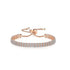 Rose Gold High-Sparkle Cubic Zirconia Double Row Iced-Out Tennis Bracelet (5.7" to 11.3") - Minimalist Geometric Dainty Jewelry