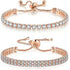 Rose Gold High-Sparkle Cubic Zirconia Iced-Out Tennis Bracelet of Single Row & Double Row (5.7" to 11.3") - Minimalist Geometric Dainty Jewelry