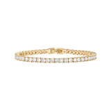 Gold 4.0mm Iced-Out Zirconia Tennis Bracelet with Secure Clasp - Classic Luxury Rhinestone Tennis Chain for Men & Women (8 Inches)