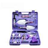 10-Piece Purple Professional Garden Tool Set with Carrying Case - Ergonomic Gardening Kit for Digging, Weeding & Pruning