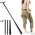 2-Pack Black Portable Dressing Aid Stick & Long-Handled Shoe Horn (3-Section Detachable) - Adjustable 62cm-88cm Dressing Hook for Seniors & Limited Mobility