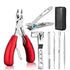 7-Piece Professional Ingrown Toenail Tool Kit - Stainless Steel Precision Pedicure Set with Red Eagle-Nose Clippers & Leather Storage Case