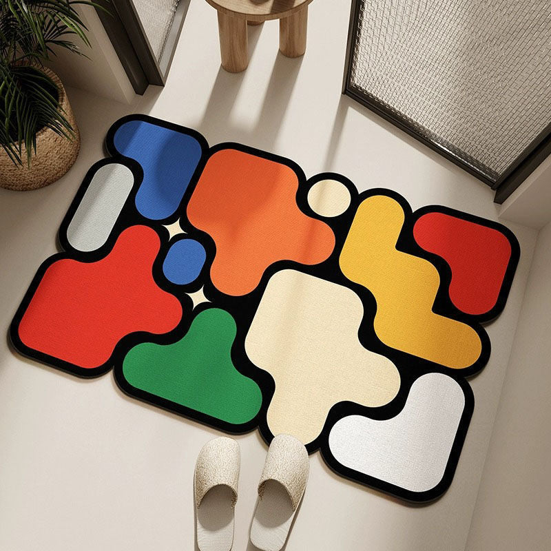Ultra-Absorbent Instant Dry Diatom Mud Bathroom Mat (50 x 80 CM) - Puzzle Decor Anti-Slip Rubber Rug for Kitchen, Entryway & Shower(Style A)