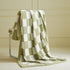 Green and White Premium Knitted Checkerboard Throw Blanket(130 x 150 CM) - Soft Half-Velvet Fleece Nap Blanket, Couch Throw & Office Decorative Wrap