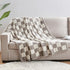 Grey and White Premium Knitted Checkerboard Throw Blanket(130 x 150 CM) - Soft Half-Velvet Fleece Nap Blanket, Couch Throw & Office Decorative Wrap