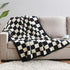 Black and White Premium Knitted Checkerboard Throw Blanket(130 x 150 CM) - Soft Half-Velvet Fleece Nap Blanket, Couch Throw & Office Decorative Wrap
