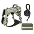 3-Piece Camouflage Tactical Dog Harness Set (S Size) - Heavy Duty No-Pull Vest with Detachable Tactical Pouch & Climbing Rope Leash