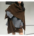Brown Premium Knitted Wool Blend Poncho - Elegant Thickened Drape Shawl & Cape Cardigan Coat