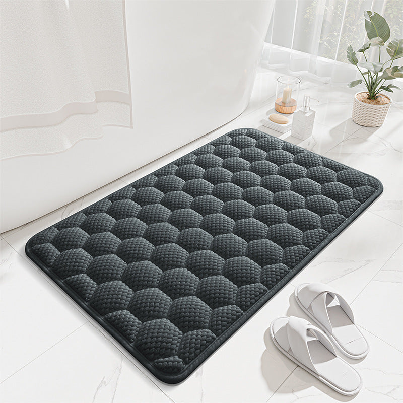 Dark Grey 3D Honeycomb Textured High-Elastic Memory Foam Bathroom Mat (40 x 60 CM) - Ultra Absorbent Quick-Dry Thickened Door Mat