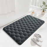 White 3D Honeycomb Textured High-Elastic Memory Foam Bathroom Mat (50 x 80 CM) - Ultra Absorbent Quick-Dry Thickened Door Mat