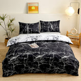 4-Piece Black Silhouette Printed Soft-Touch Brushed Bedding Set for 1.8M Bed: 200 x 230 CM Duvet Cover, 180 x 200 (+25) CM Deep Pocket Fitted Sheet & 2PC 50 x 75 CM Pillowcases