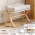 White Foldable Ottoman & Padded Footstool with Velcro Stability & Spare Cusion - Cotton Linen Portable Office Leg Rest & Entryway Shoe Stool