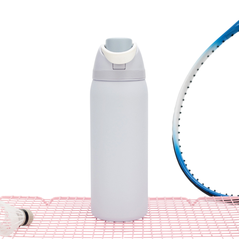 Light Blue 32oz 316 Stainless Steel Insulated Water Bottle - Pop Up Dual-Drink Lid, One-Click Flip Top & Integrated Carry Handle