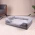 Grey Waterproof Egg-Crate Foam Therapeutic Pet Sofa Bed and Fleece Lounge (L Size 91 x 69 x 17 CM) - Low Entry, High Bolster Support & Zipper Removable Cover